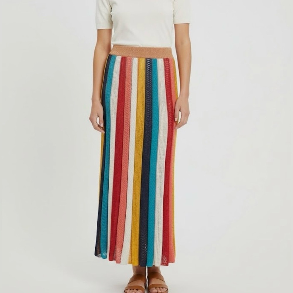 FARM Rio X Anthropologie Jimena Striped Knit Skirt
